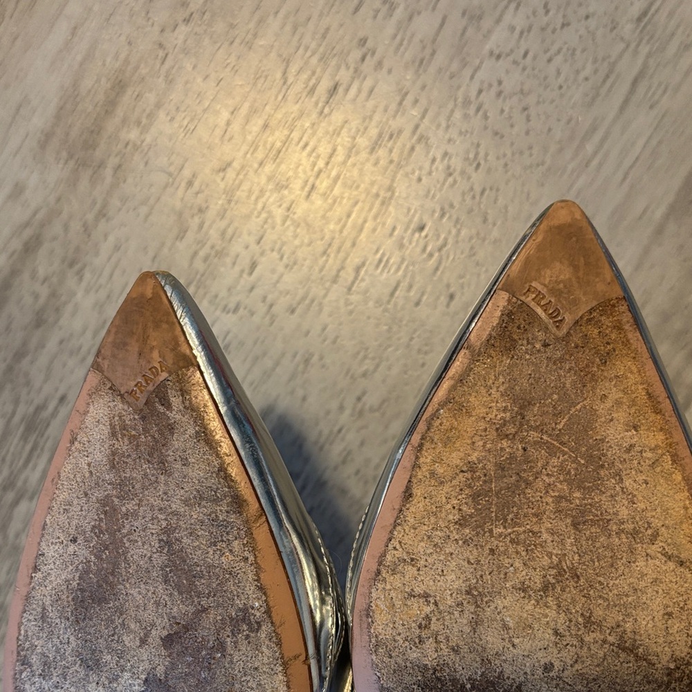 Prada - Metallic Silver Flats - Picture 5 of 8